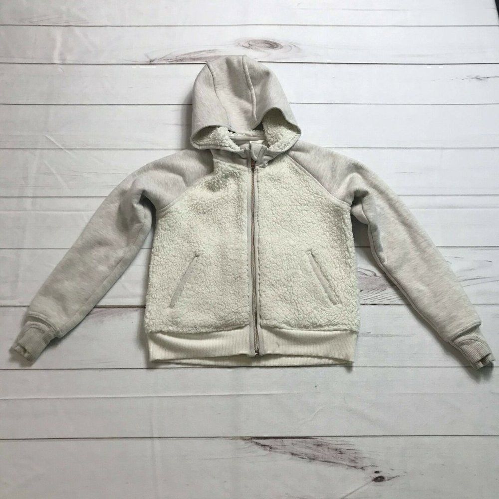 Athleta Girls White Long Sleeves Lightweight Full Zip Hoodie Size Small